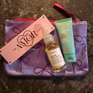 Purple Makeup Bag with Skincare Set
